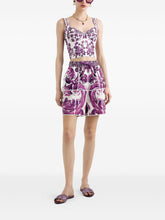Dolce & Gabbana Maiolica Sweetheart Bustier Top Purple