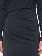Brunello Cucinelli High Neck Wool-Blend Midi Dress Blue