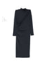 Brunello Cucinelli High Neck Wool-Blend Midi Dress Blue