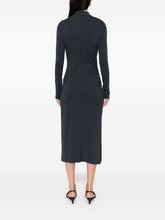 Brunello Cucinelli High Neck Wool-Blend Midi Dress Blue