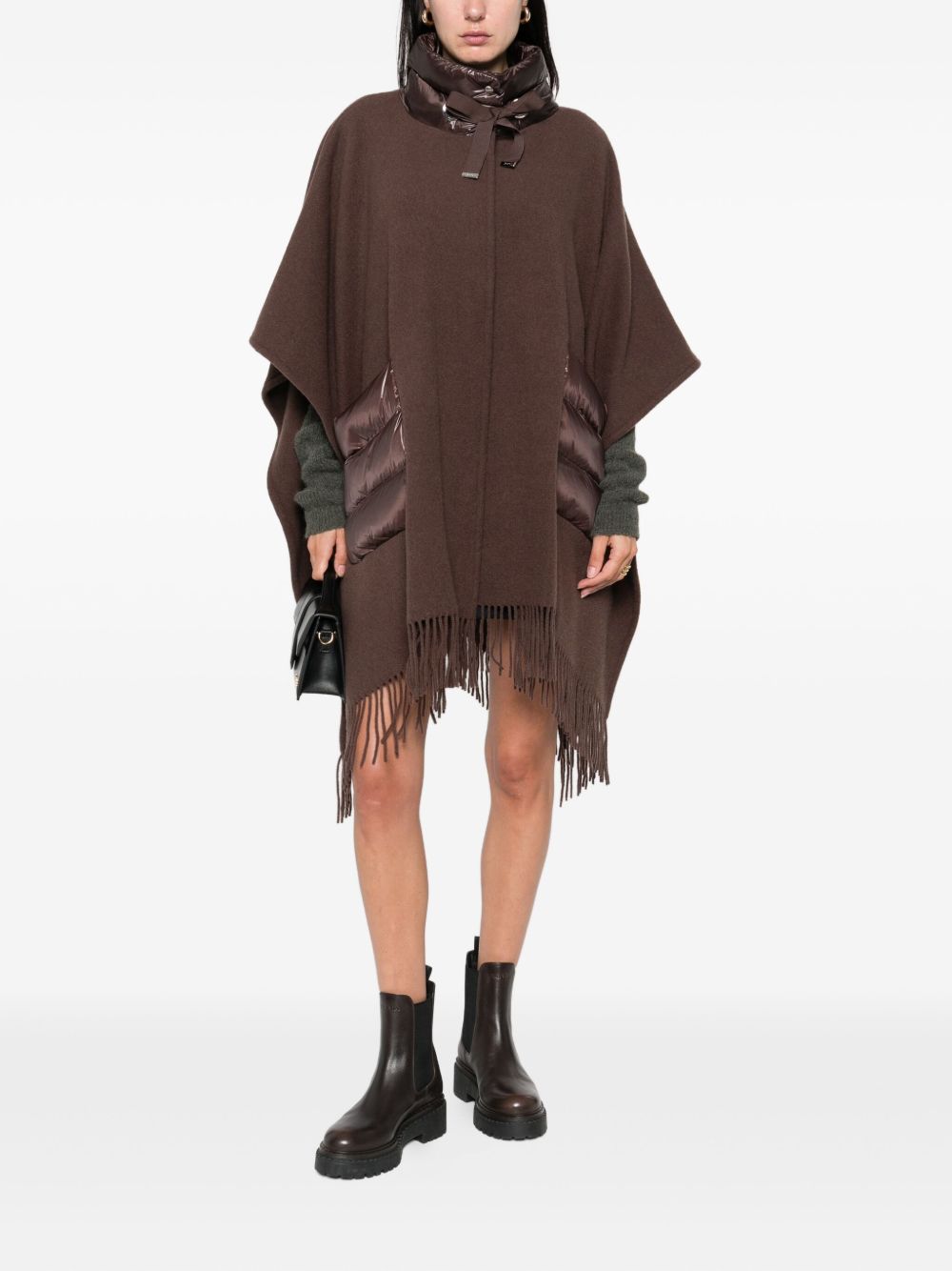 Herno Quilted Drawstring High-Neck Jacket Brown brown