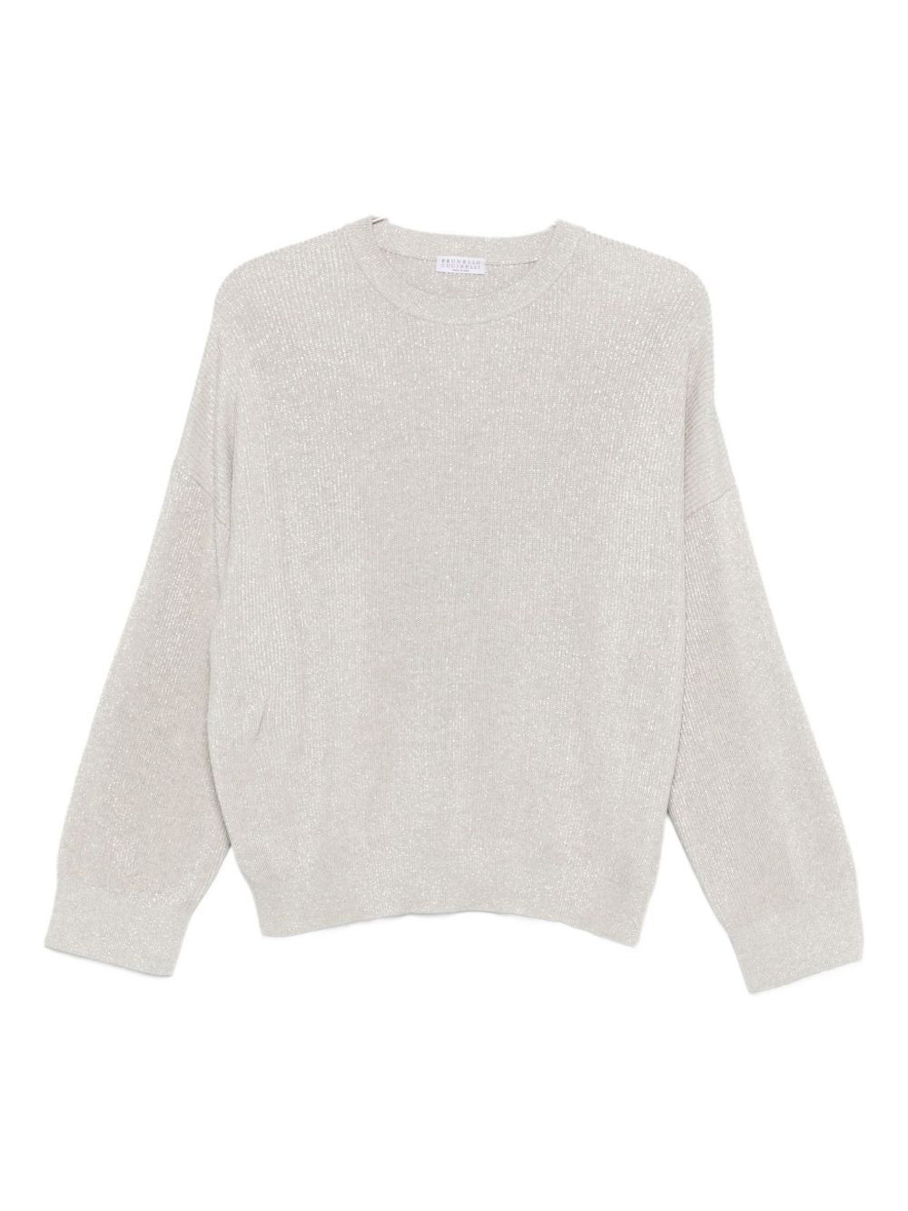 Brunello Cucinelli Ribbed Knit Grey Crewneck Sweater Grey