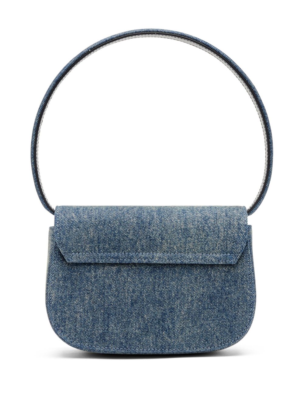 Diesel 1DR Foldover Denim and Leather Shoulder Bag Clear Blue