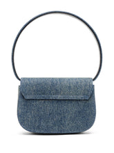 Diesel 1DR Foldover Denim and Leather Shoulder Bag Clear Blue