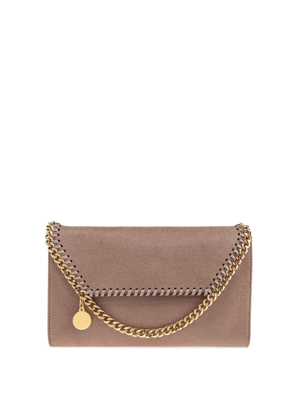 Stella McCartney Falabella Foldover Chain-Link Clutch Bag Beige beige