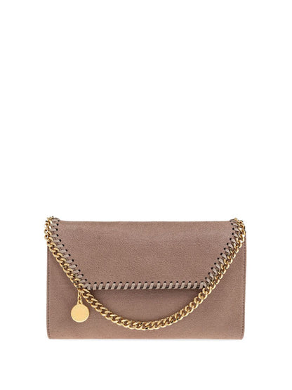 Stella McCartney Falabella Foldover Chain-Link Clutch Bag Beige beige