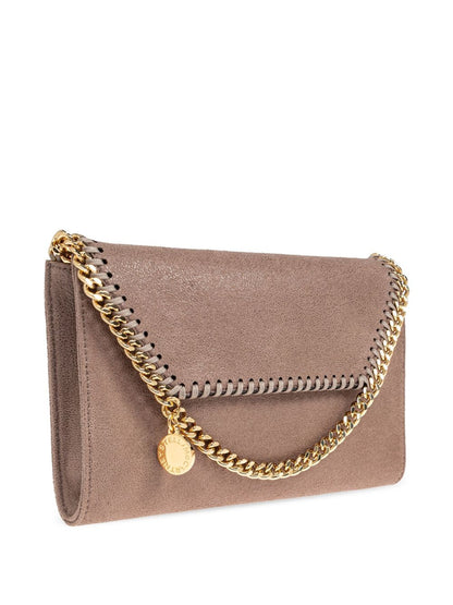 Stella McCartney Falabella Foldover Chain-Link Clutch Bag Beige beige
