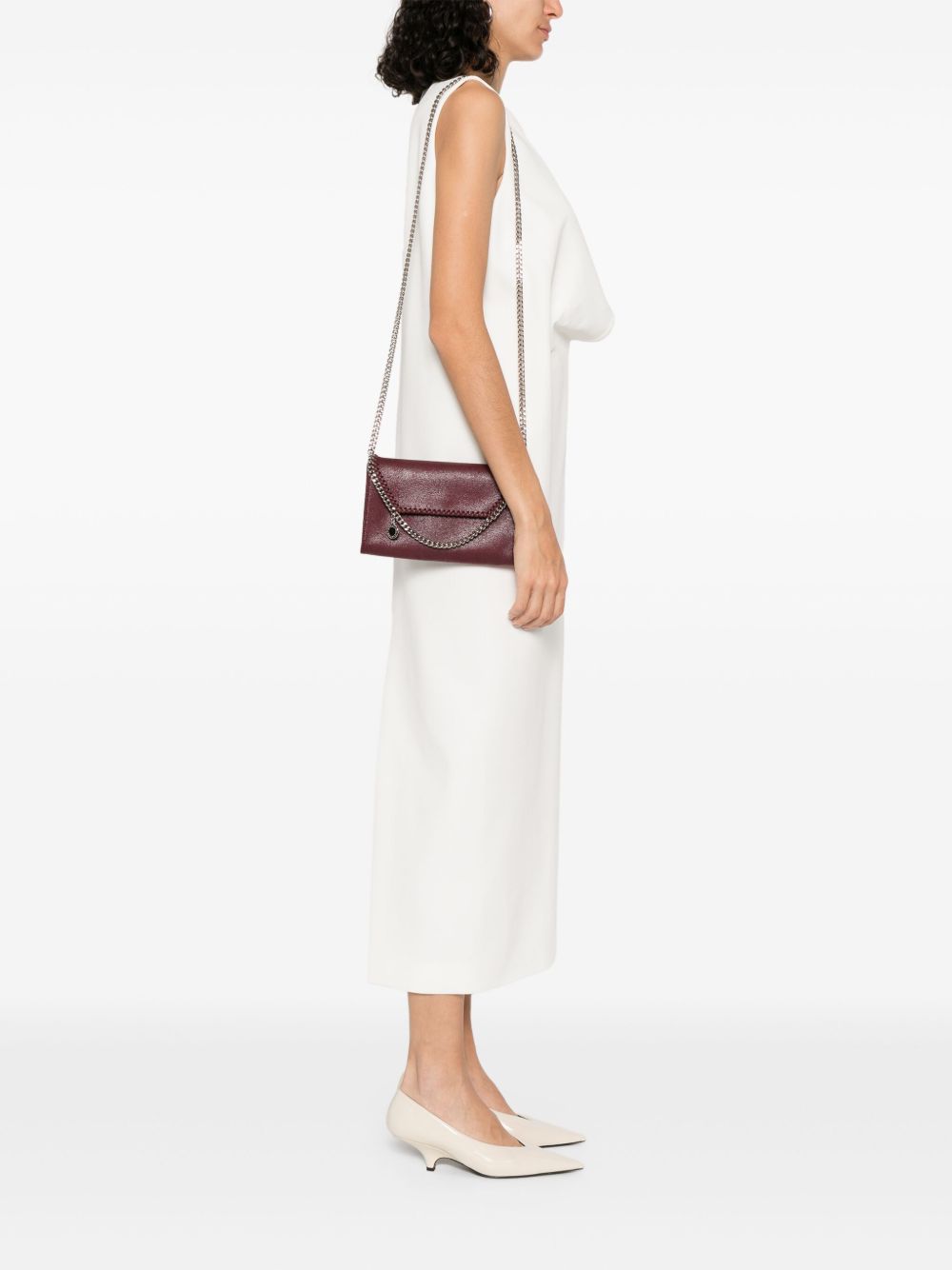 Stella McCartney Falabella Chain Foldover Clutch Bag Bordeaux