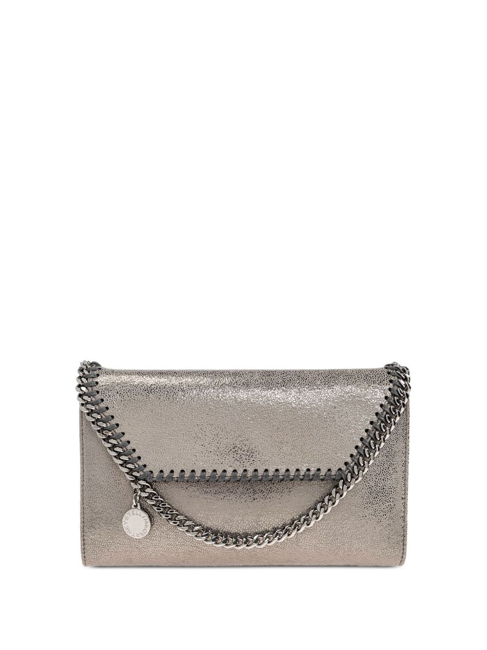 Stella McCartney Falabella Metallic Chain-Link Clutch Wallet Silver