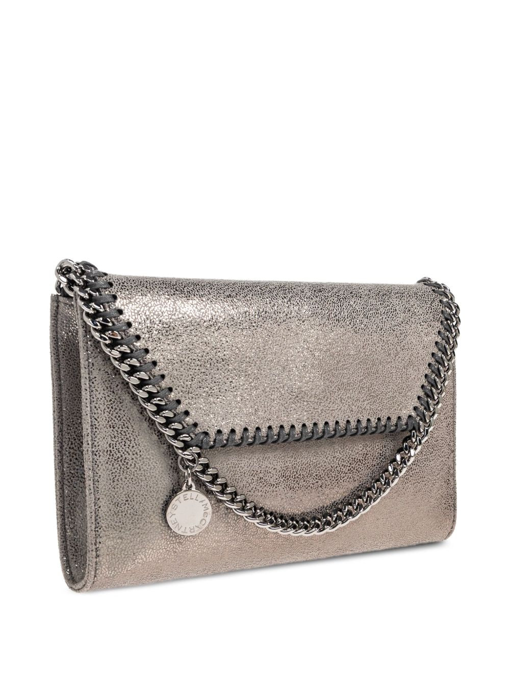 Stella McCartney Falabella Metallic Chain-Link Clutch Wallet Silver