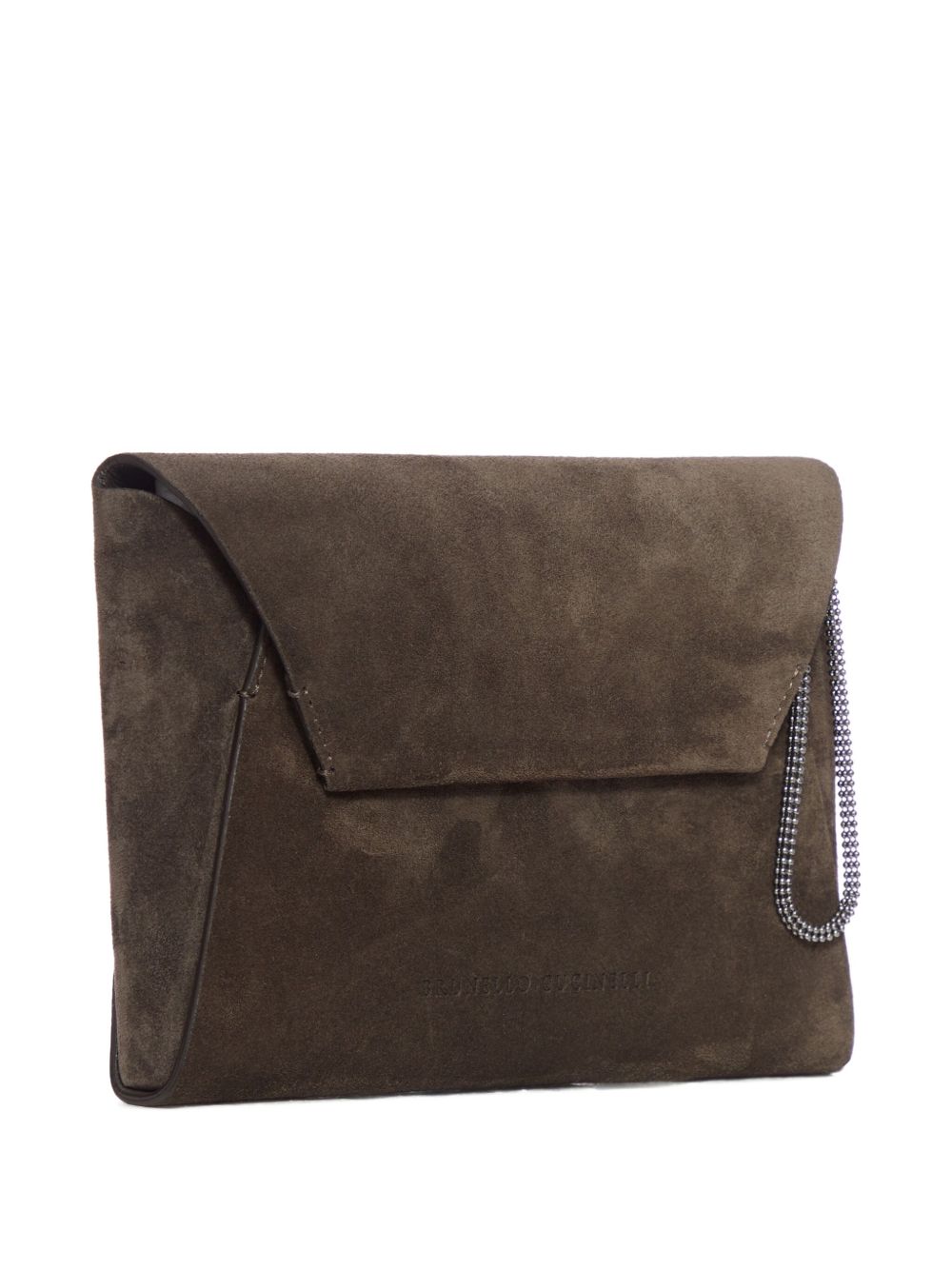 Brunello Cucinelli Suede Mini Flap Clutch Bag Black Black