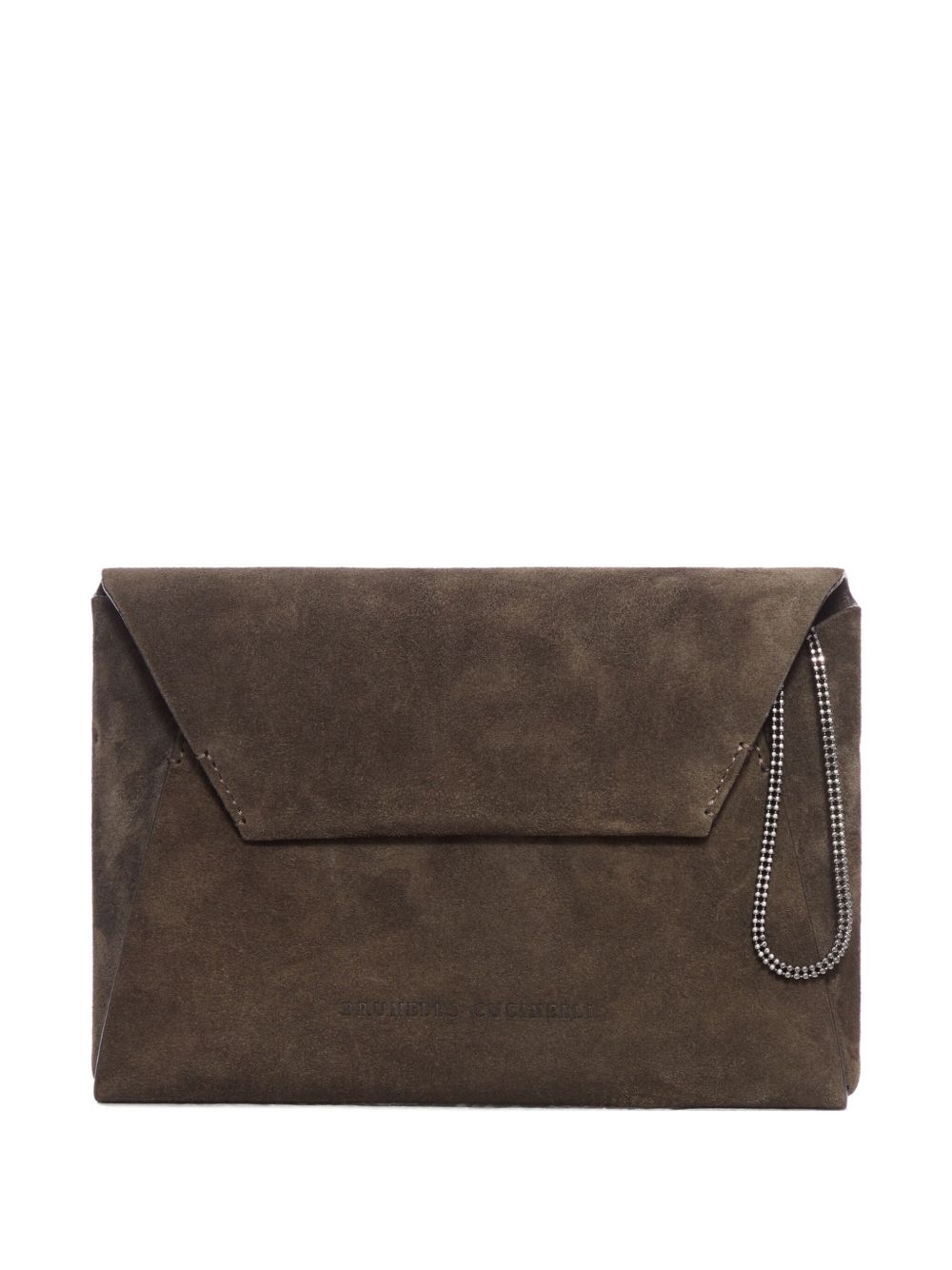 Brunello Cucinelli Suede Mini Flap Clutch Bag Black Black