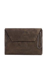 Brunello Cucinelli Suede Mini Flap Clutch Bag Black Black
