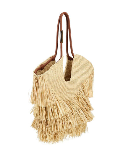 Zimmermann Goldentime Medium Raffia Tote Bag Beige