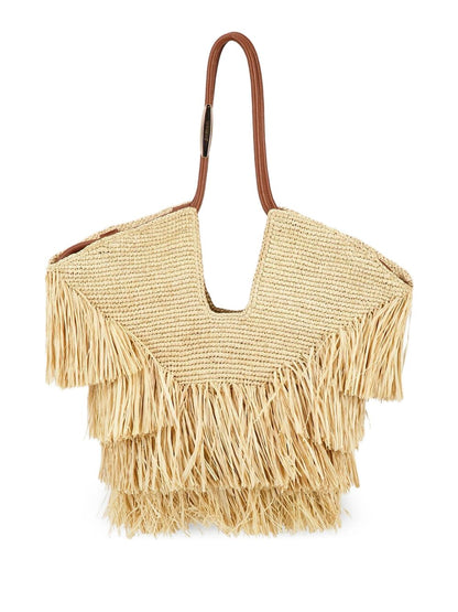 Zimmermann Goldentime Medium Raffia Tote Bag Beige