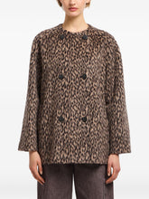 Emporio Armani Leopard-Print Double-Breasted Wool Coat MultiColour