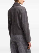 Emporio Armani Suede Asymmetric Zip Grey Leather Jacket Grey