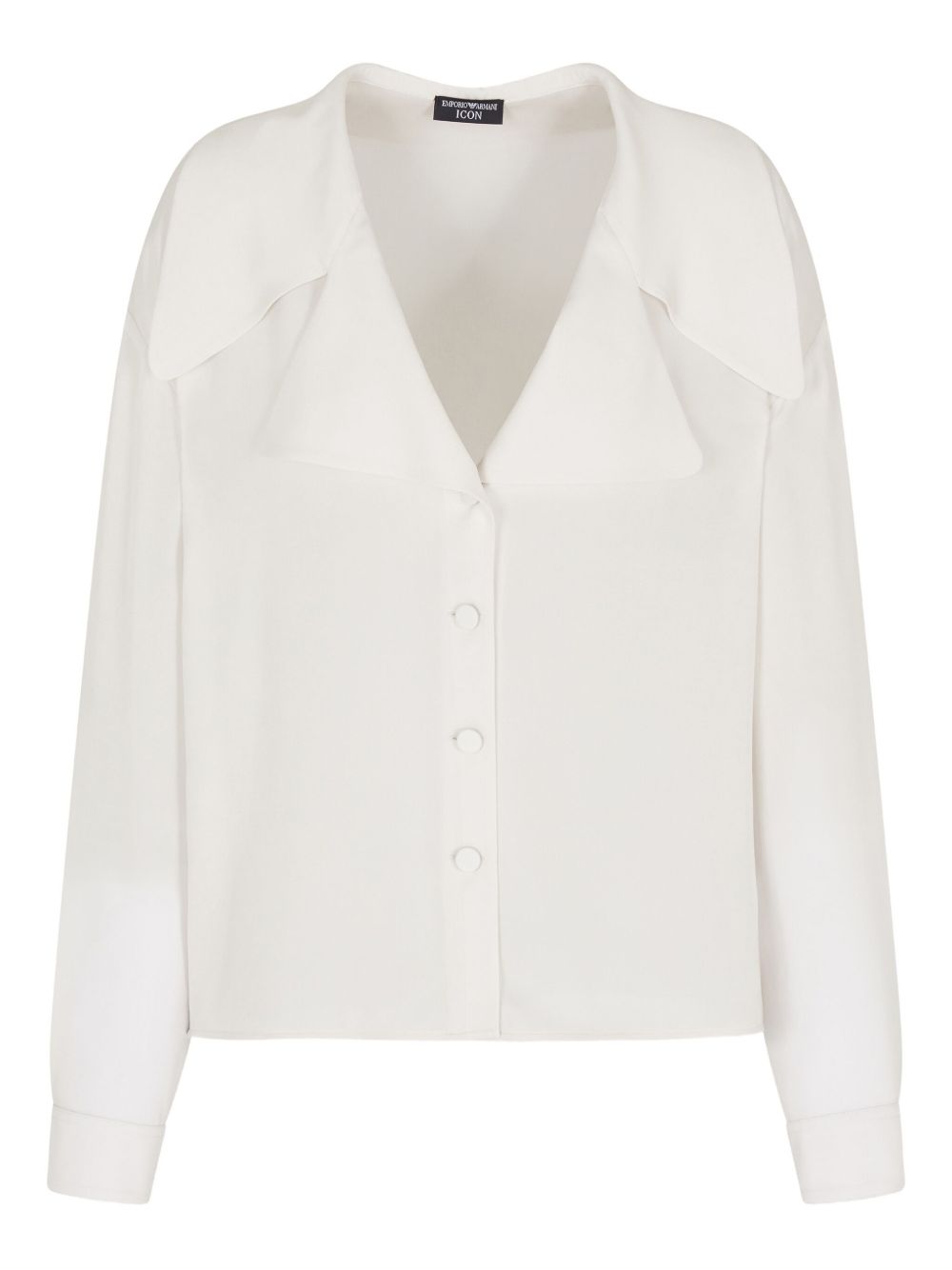 Emporio Armani White Silk Wide-Collar Shirt White