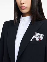 Emporio Armani Single-Breasted Playing Card Detail Black Jacket Black