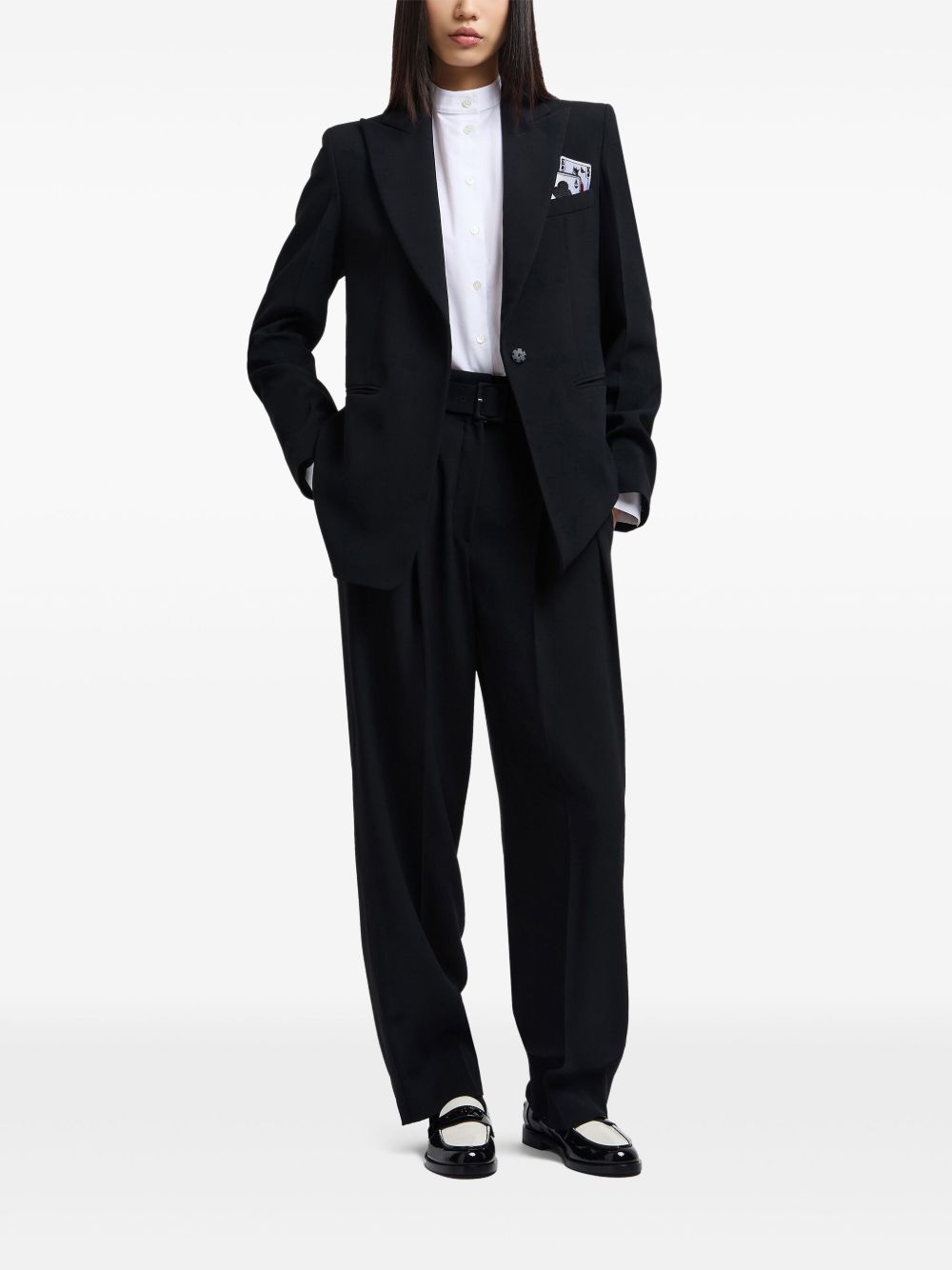 Emporio Armani Single-Breasted Playing Card Detail Black Jacket Black