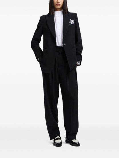 Emporio Armani Single-Breasted Playing Card Detail Black Jacket Black