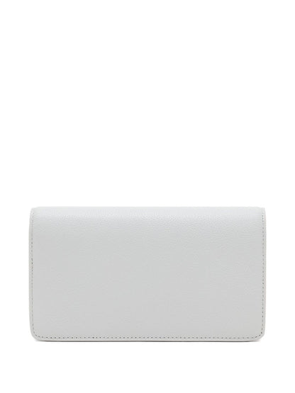 Emporio Armani Mini Leather Chain Clutch with Logo Grey