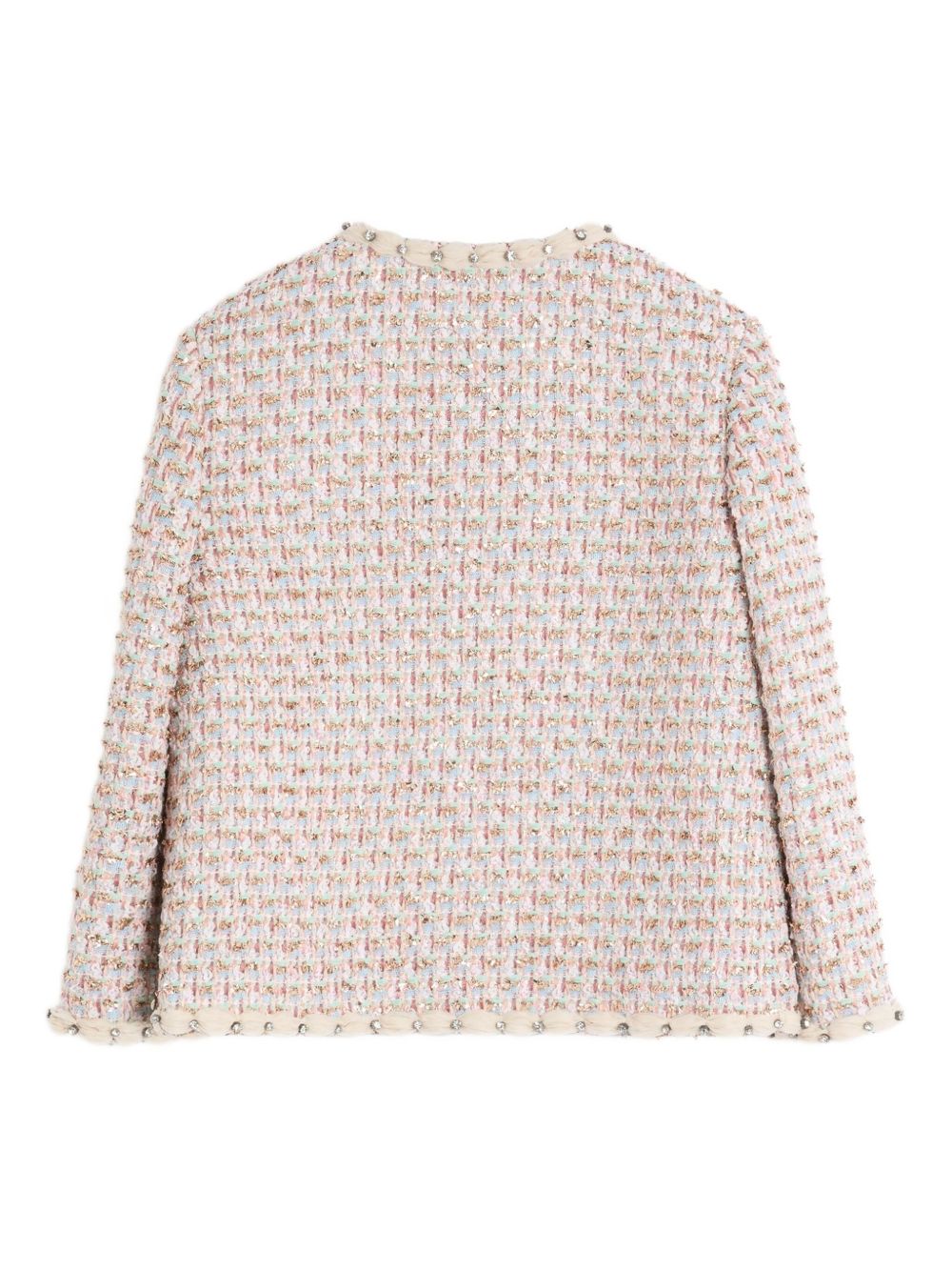 Valentino Embroidered Ribbon Tweed Short Jacket Multicolour