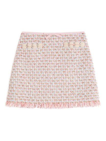 Valentino Ribbon Tweed Rhinestone High-Waisted Skirt Multicolour