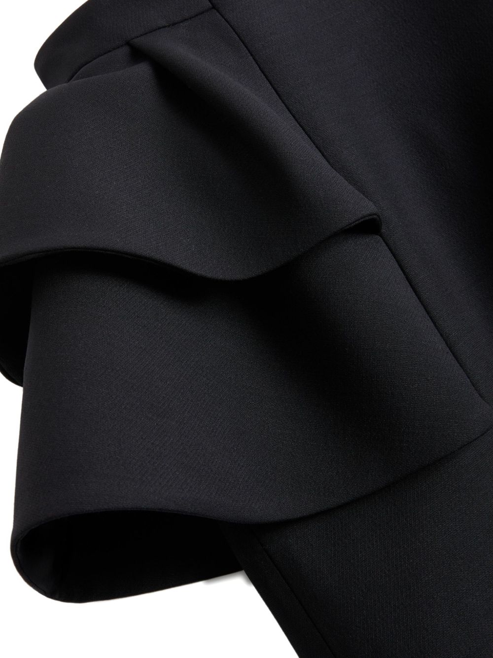 Valentino Crepe Couture High-Waisted Ruffled Wool and Silk Midi Skirt Black