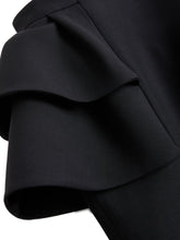 Valentino Crepe Couture High-Waisted Ruffled Wool and Silk Midi Skirt Black