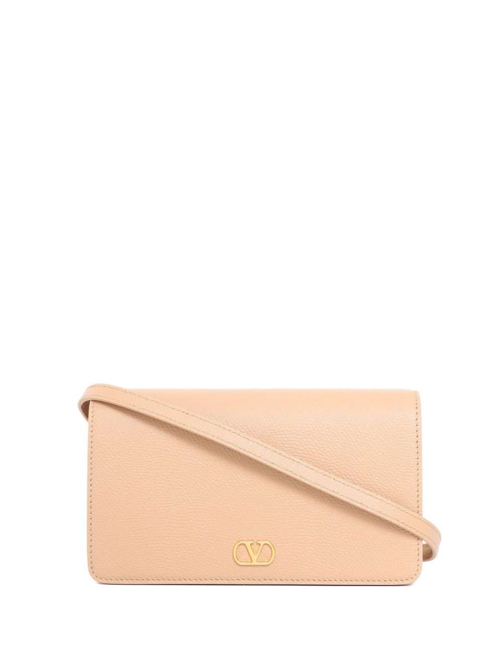 Valentino Garavani VLogo Signature Mini Leather Clutch Powder