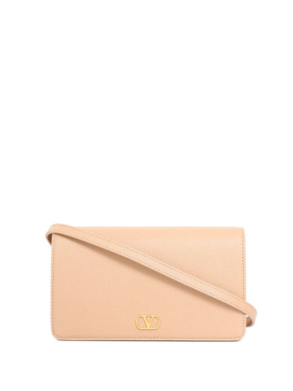 Valentino Garavani VLogo Signature Mini Leather Clutch Powder