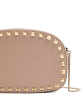 Valentino Garavani Rockstud Powder Leather Mini Clutch Bag Powder