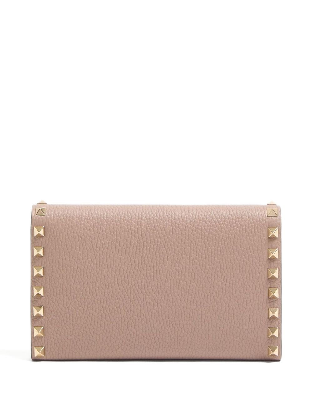 Valentino Garavani Rockstud Leather Wallet on Chain in Powder Powder