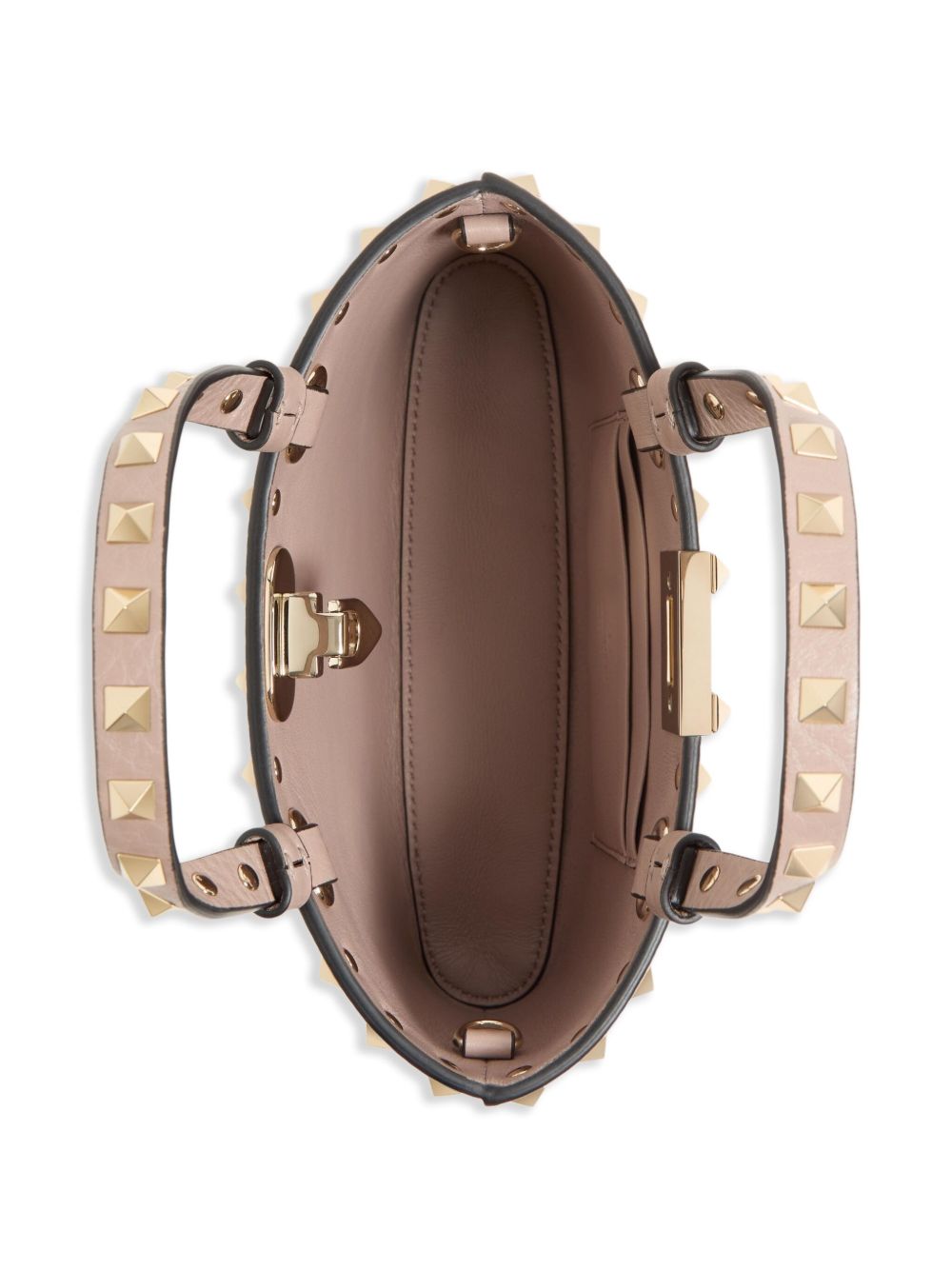 Valentino Garavani Rockstud Leather Mini Clutch Bag Powder