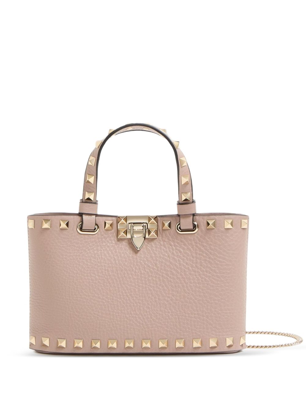 Valentino Garavani Rockstud Leather Mini Clutch Bag Powder