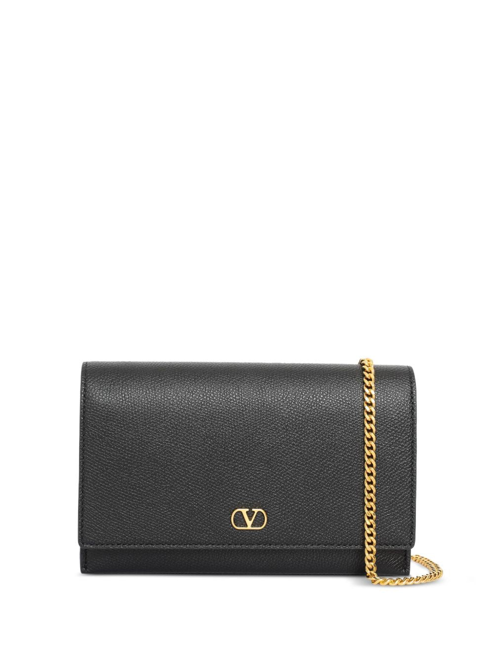 Valentino Garavani VLogo Signature Leather Wallet on Chain Black