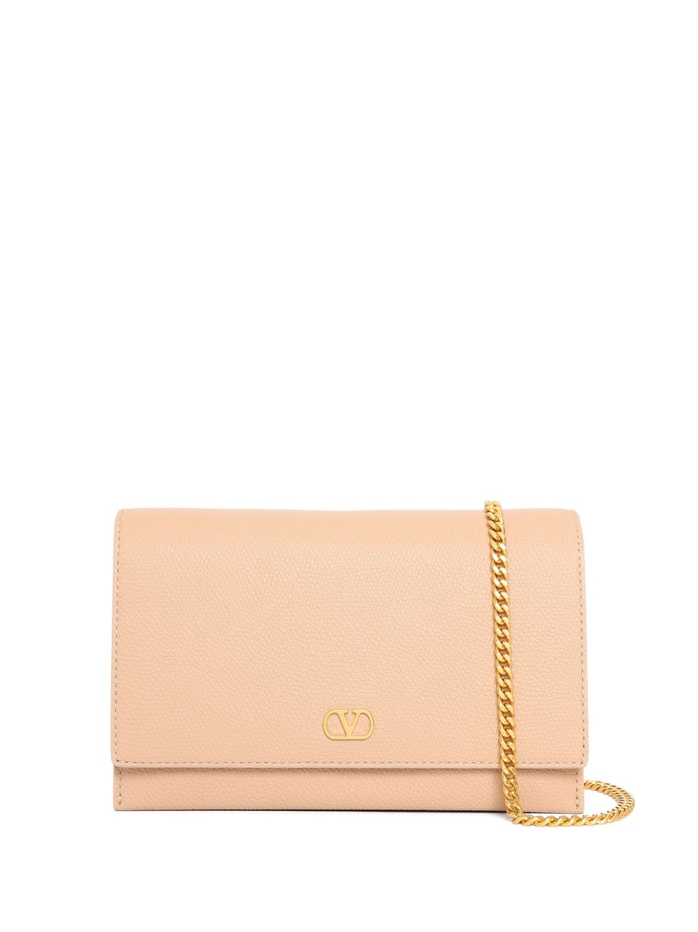 Valentino Garavani VLogo Signature Leather Wallet on Chain Clutch Powder
