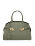 Ferragamo Hug Medium Grained Leather Shopper Bag Grey