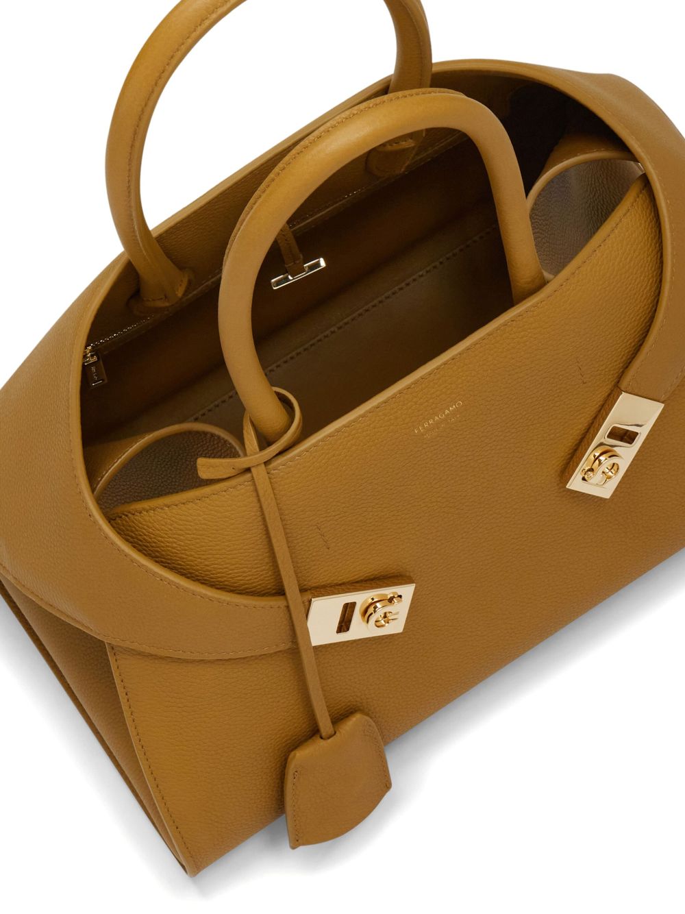 Ferragamo Hug Medium Leather Tote Bag Leather Brown