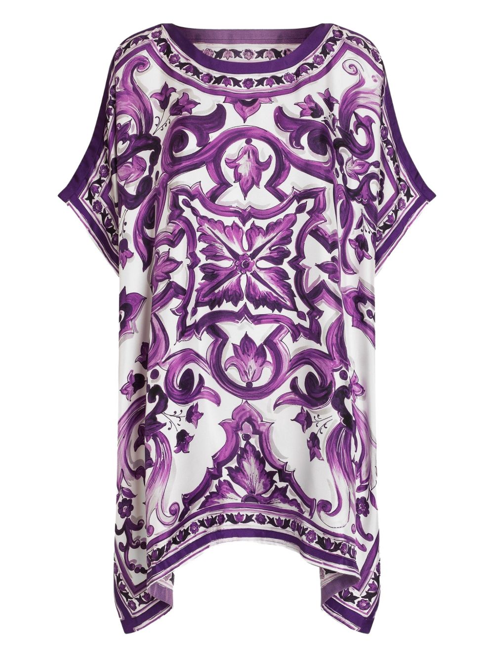 Dolce & Gabbana Majolica Print Silk Twill Kaftan Purple