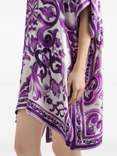 Dolce & Gabbana Majolica Print Silk Twill Kaftan Purple