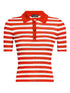 Dolce & Gabbana Striped Red Polo Shirt with Tonal Logo Plaque Red