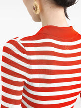 Dolce & Gabbana Striped Red Polo Shirt with Tonal Logo Plaque Red