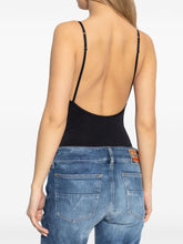Diesel Oval-D Bodysuit in Black with Adjustable Spaghetti Straps and Low Back Black