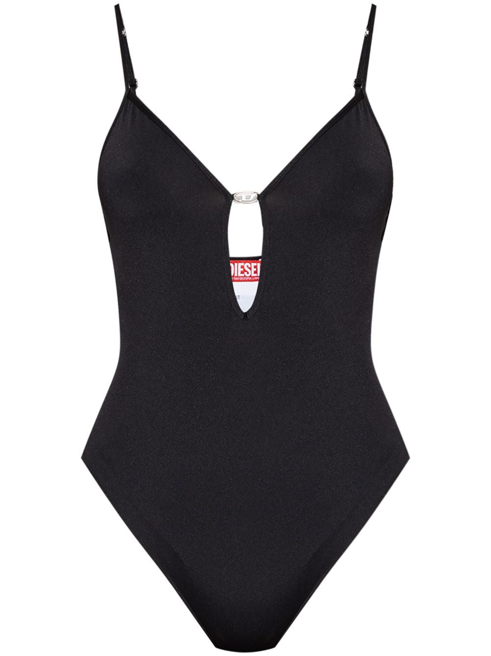 Diesel Oval-D Bodysuit in Black with Adjustable Spaghetti Straps and Low Back Black