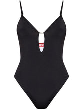 Diesel Oval-D Bodysuit in Black with Adjustable Spaghetti Straps and Low Back Black