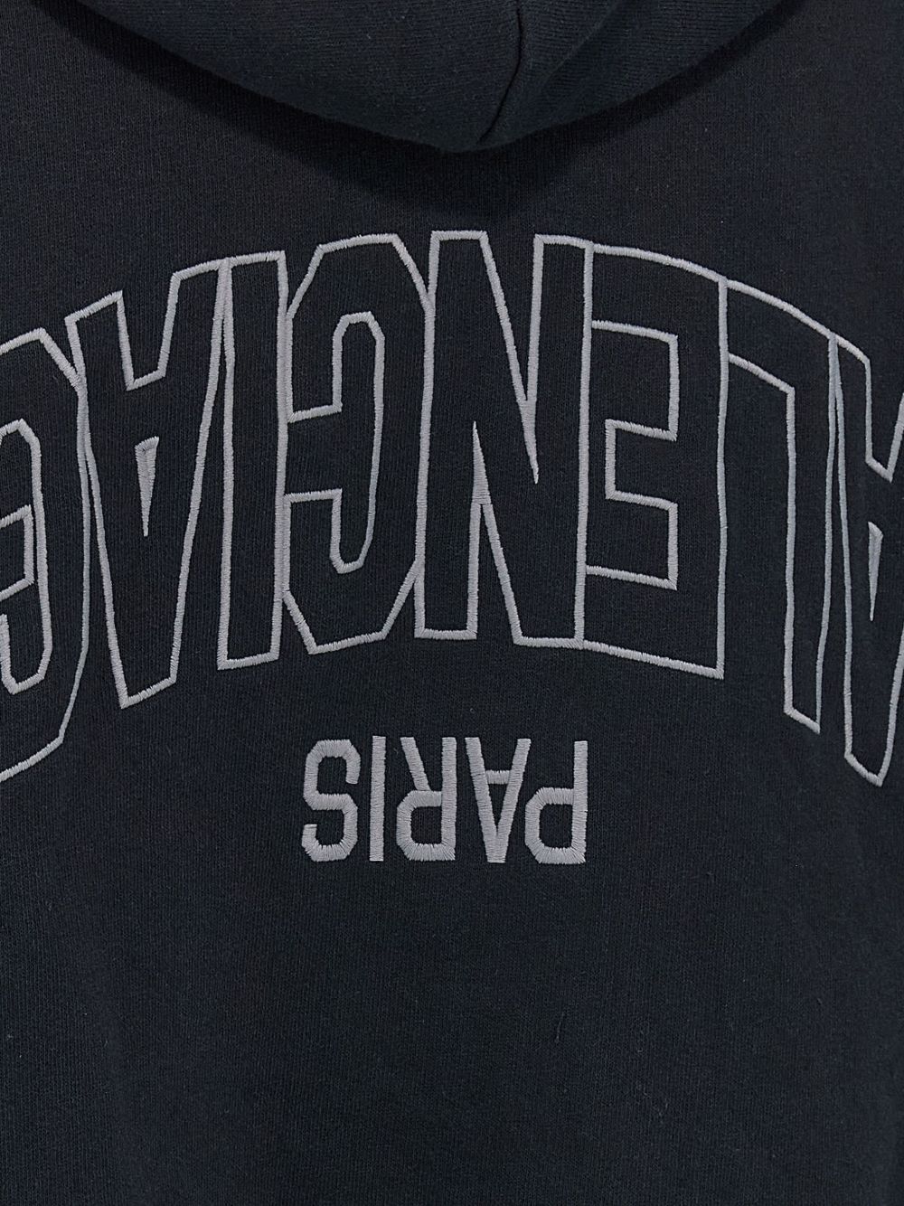 Balenciaga Zip-Up Cotton Hoodie with Embroidered Back Black