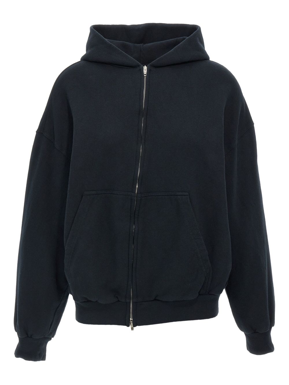 Balenciaga Zip-Up Cotton Hoodie with Embroidered Back Black