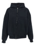 Balenciaga Zip-Up Cotton Hoodie with Embroidered Back Black